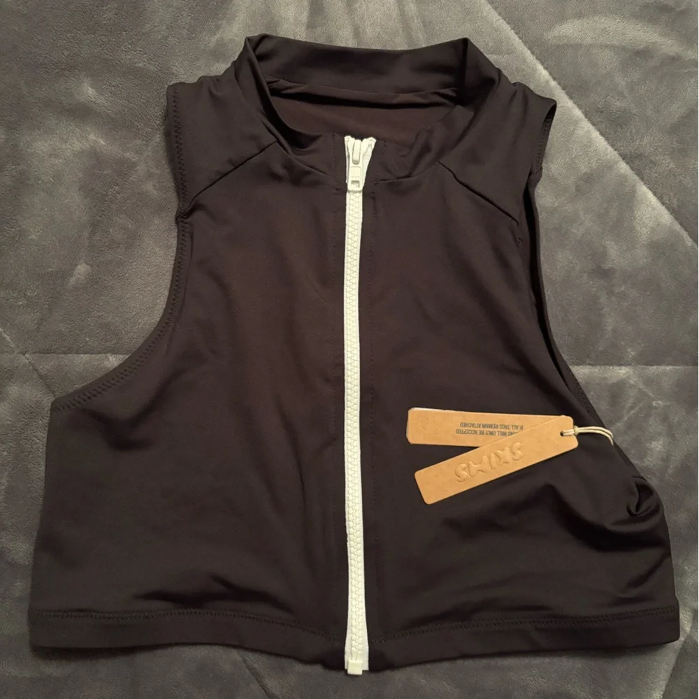SKIMS Sporty Zipper Swim Mock Neck